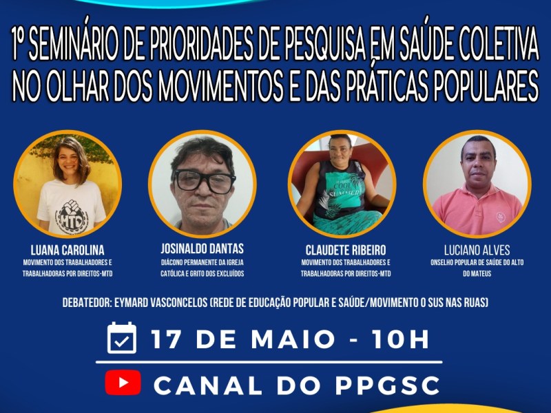 PPGSC/UFPB realiza Seminário de Prioridades de Pesquisa em Saúde Coletiva no olhar dos Movimentos e das Práticas Populares