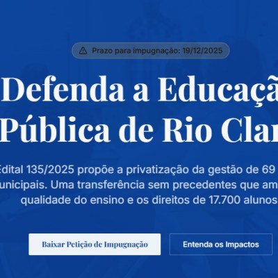 Plataforma digital mobiliza população contra edital que prevê terceirização de 69 escolas em Rio Claro