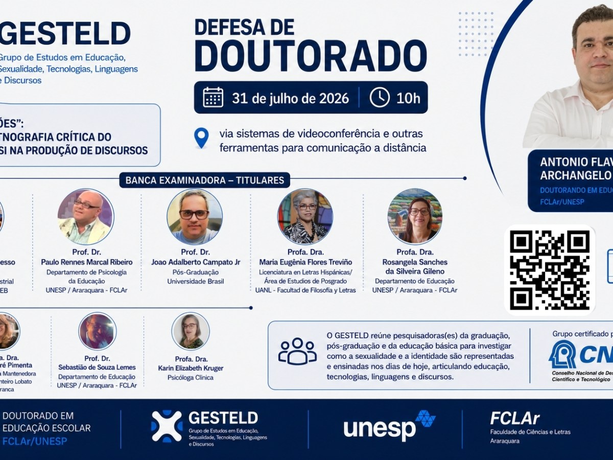 Antonio Archangelo defende tese sobre Rede Camões, cuidado de si e produção de discursos na UNESP